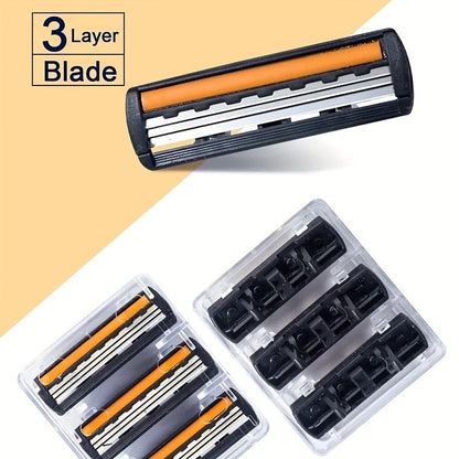 3-Layer Razor Head Manual Shaver, Blade Razor Safety Shaving Beard Moustache Manual Shaver Set