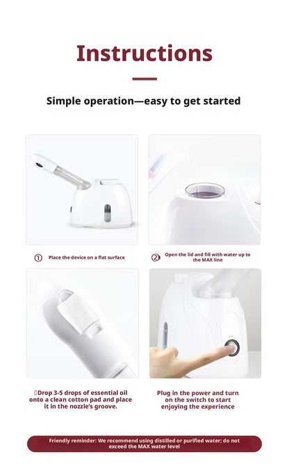 360° Rotatable Hot Mist Facial Steamer Multi-functional Home Spa Beauty Instrument Deep Hydration Skin Care Face Vaporizer