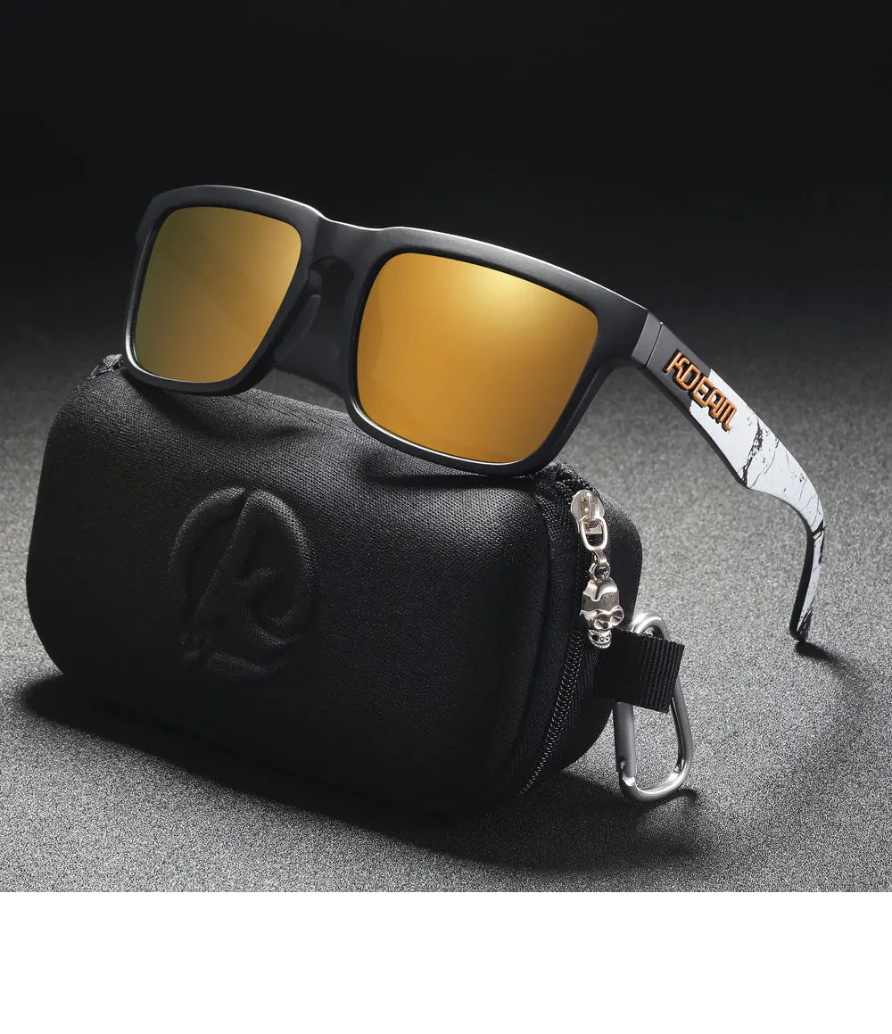 KDEAM Men's Polarized Sunglasses Square Casual Outdoors Sun Glasses Women Unisex Sunglass For Couple With Zipper Case