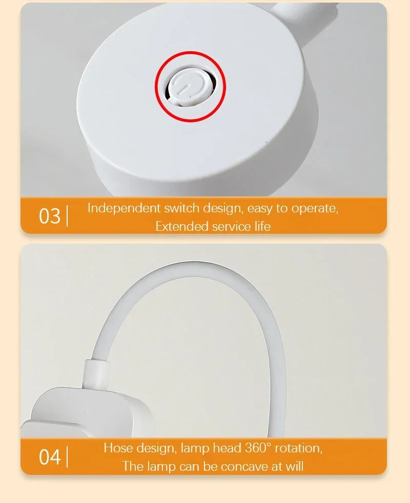 Mini Clip Book Lamp LED Table Lamp Eye Protection 3 Colors Battery Powered Night Light Portable Bedside Student Reading Lamp