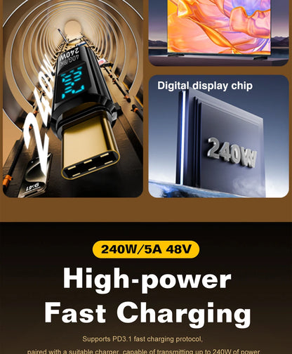 40Gbps USB4 Type C Adapter Digital Display USB 4 80Gbps Thunderbolt 4/5/3 Cable Connector USB-C to USB-C OTG 240W 8K for Laptop