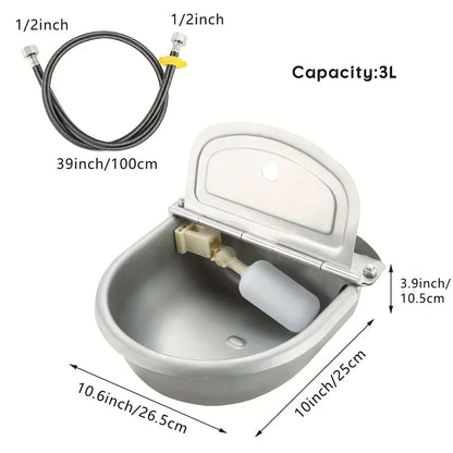 Damaly，Automatic Gravity-Fed Outdoor Pet Water Dispenser Bowl with Built-In Reservoir,  Dogs, Cats,Easyclean Material