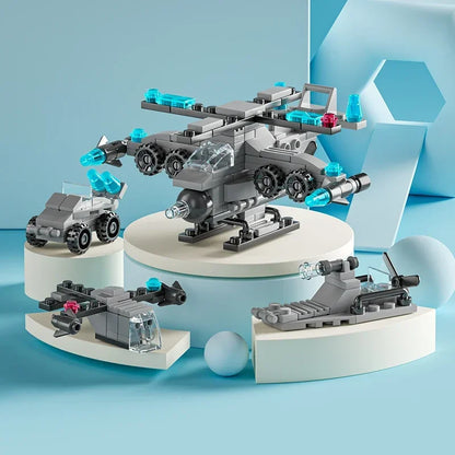 City Fire Car Building Blocks for Children, Police Truck, Engineering Crane, Tank, Helicopter Bricks Set Toys for Kids, 6in 1