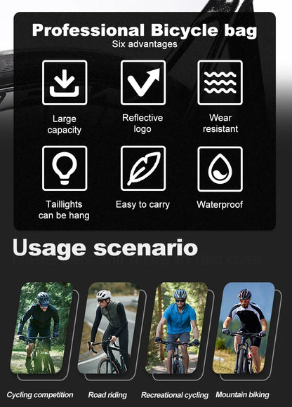 PHMAX Bike Saddle Bag Large Capacity MTB Bicycle Saddle Bag Waterproof Road Bike Rear Bag Riding Bicycle Accessories
