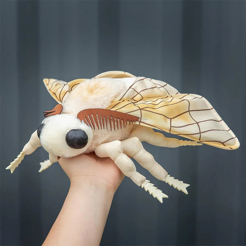 Soft Silkworm Moth Plush Toy Cute Simulated Insect Animal Exquisite Fuzzy Winged Bug Decorative Ornament Kids Gift Home Decor