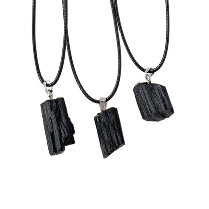 1PC Natural Healing Gemstone Pendant Black Tourmaline Crystal Necklace DIY Jewelry Gift Holiday Gift