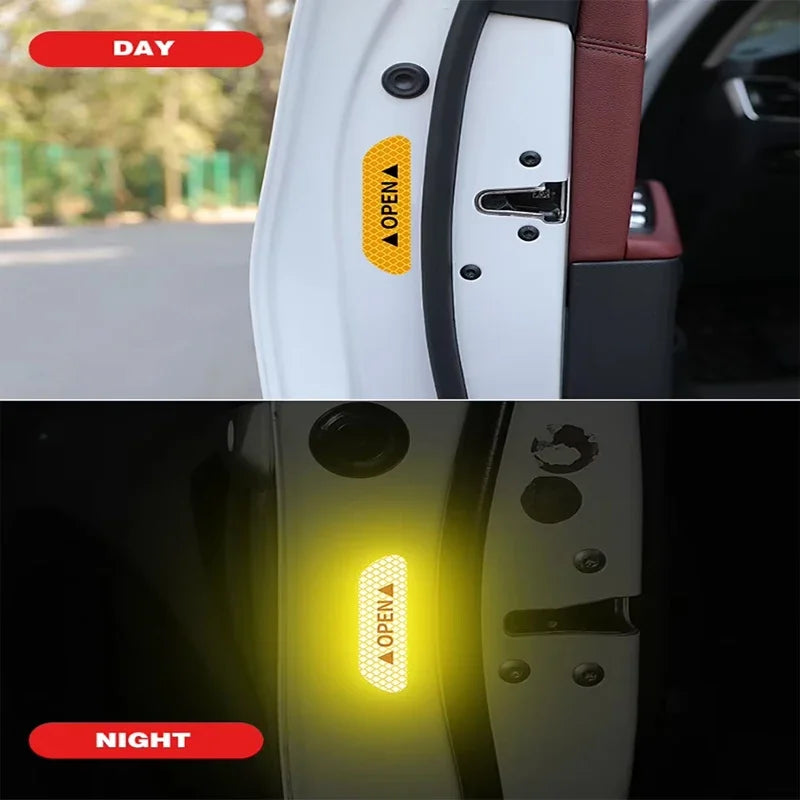 Night Reflective Car Door Sticker Safety Opening Warning Reflector Tape Decal Auto Accessories Exterior Interior Reflector Amagi