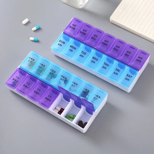 Weekly 14 Grids 7 Days Pill Box Portable Travel  Cases Organizer Pill Container Storage Tablets Vitamin Medicine