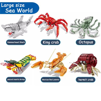 Knew Built Mantis Shrimp Ocean Animal Building Block Toy 199pcs Bricks, Includes 176pcs Shark, Ocpus Sea Creatures Gift for Kids