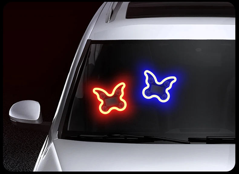 Universal Solar Atmosphere Light Heart-shaped Dynamic Gradient LED Fit Car Interior Ambient Light Decoration Accessory RGB