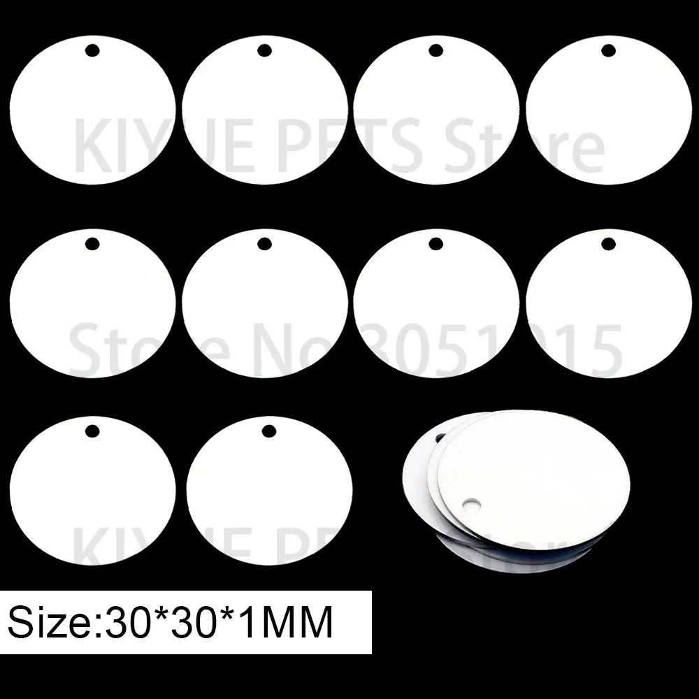 20Pcs Wholesale Personalized Pet ID Nameplate  Heat Transfer Aluminum Blank Hang Tag Customized Key Ring Accessories Pendant