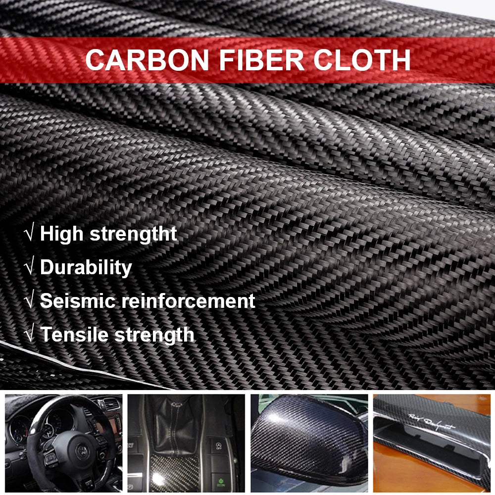 3K 200gsm Carbon Fiber Cloth 50cm/30cm wide Plain Carbon Fabric For Commercial Car Part Sport Equipment