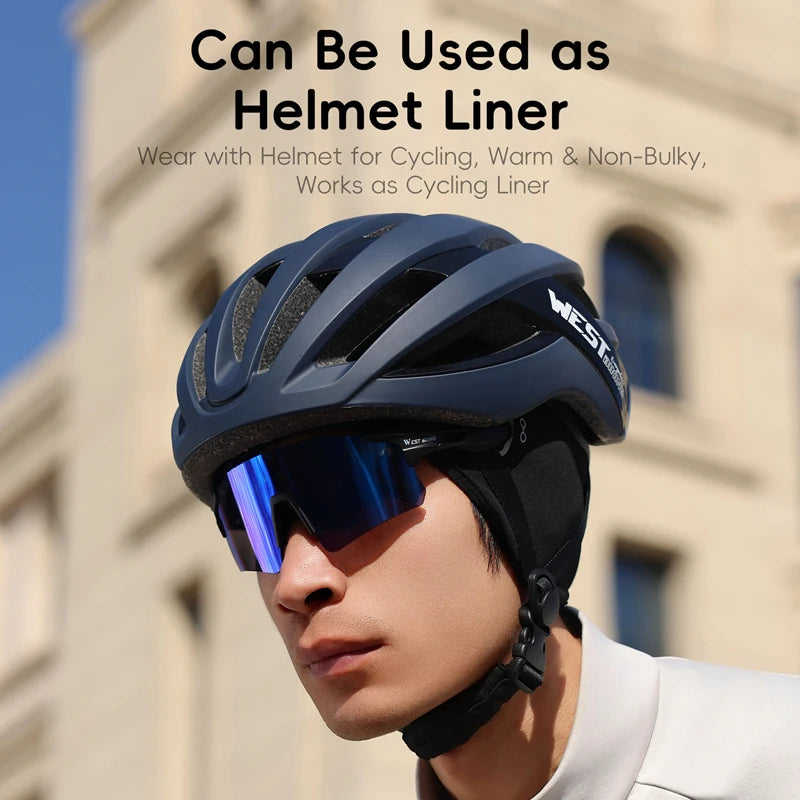 WEST BIKING Winter Fleece Cycling Cap Windproof Thermal Skull Cap Helmet Liner Running Skiing Motocycle Riding Men MTB Bike Hat