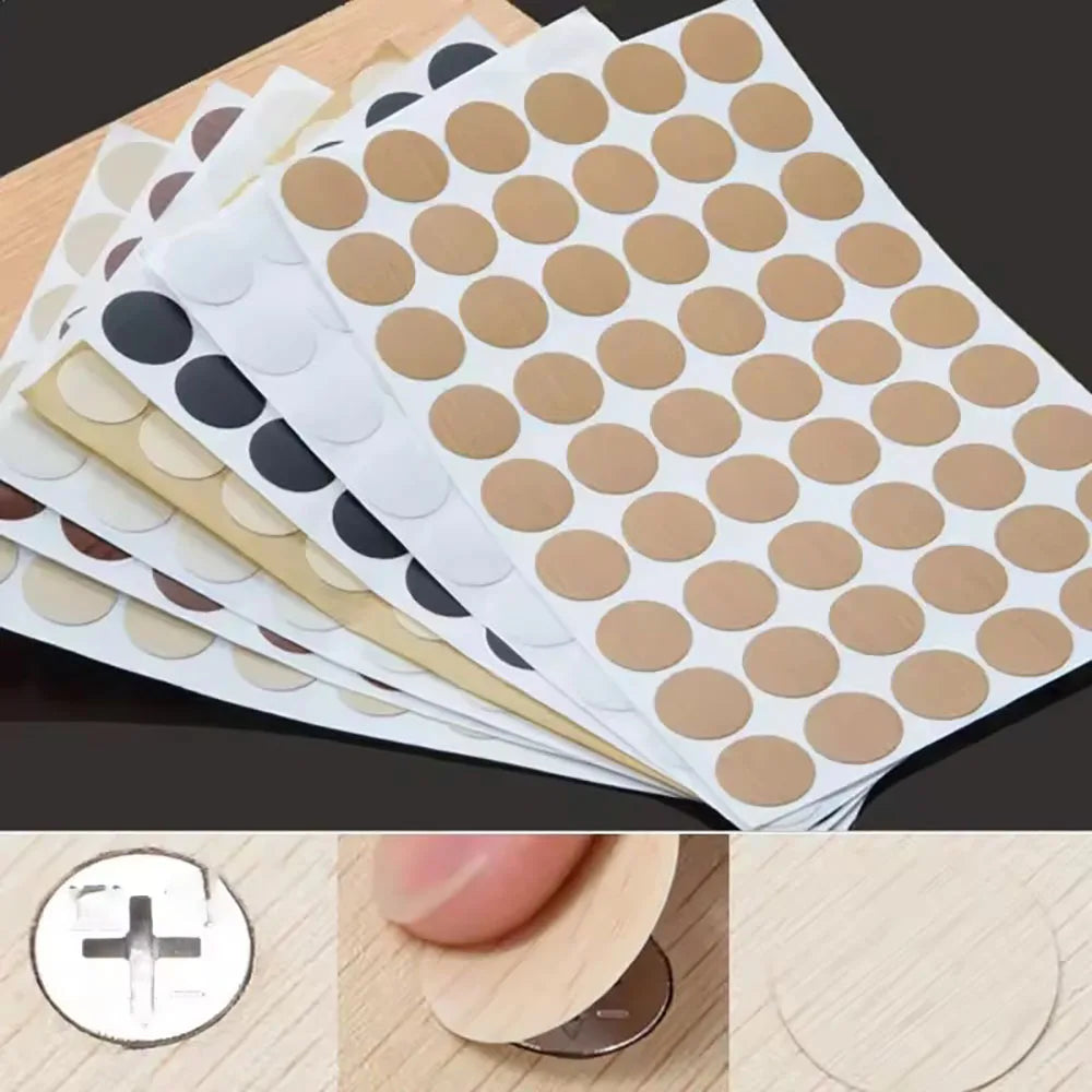 54Pcs/Set Wooden Furniture Self Adhesive Screw Cap Cover Hole Stickers Wood Craft Desk Cabinet Drawer Art Sticker Ornament