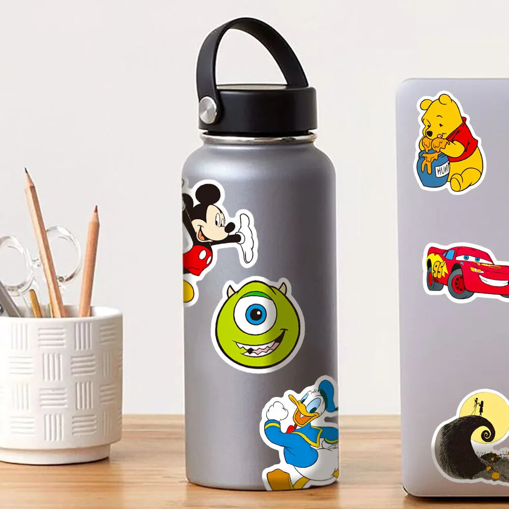 100Pcs Disney Mixed Cartoon Stickers Mickey Decals DIY Laptop Luggage Phone Motorcycle Waterproof Sticker Children Toy