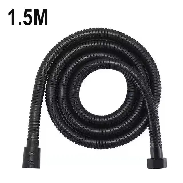 1.5/2/3M Stainless Steel Shower Hose Black/Silver Long Bathroom Shower Water Hose Extension Plumbing Pipe Showerhead Tube