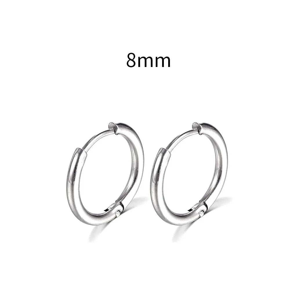 New simple stainless steel small hoop earrings for women and men, perfect for cartilage ear piercing jewelry.
