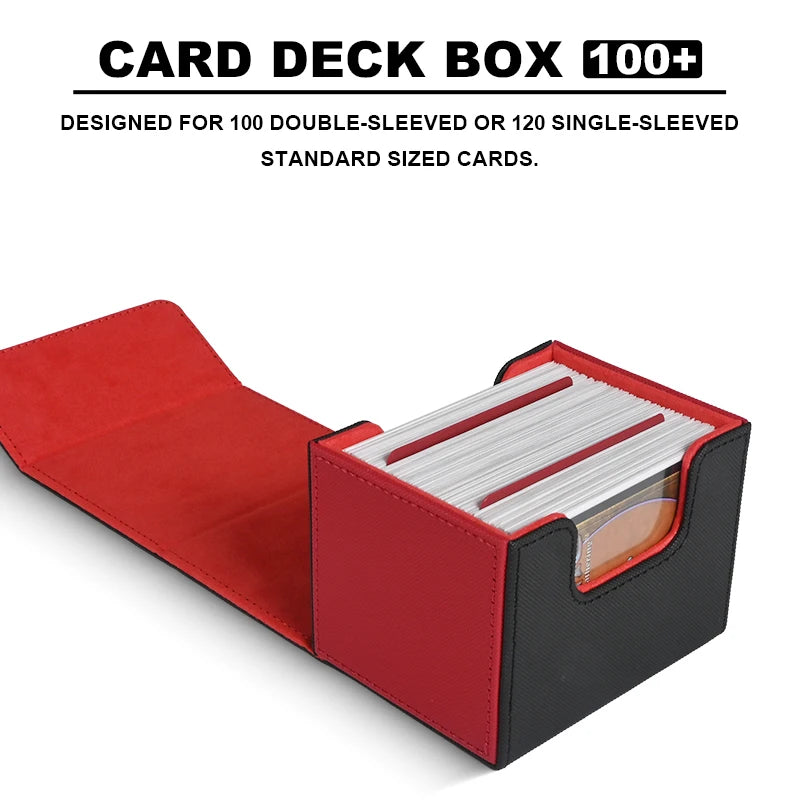 Card Deck Box,PU leather strong magnet card case, Holds 120+ Single Sleeved Cards,fits for Magic, Yugioh TCG cards