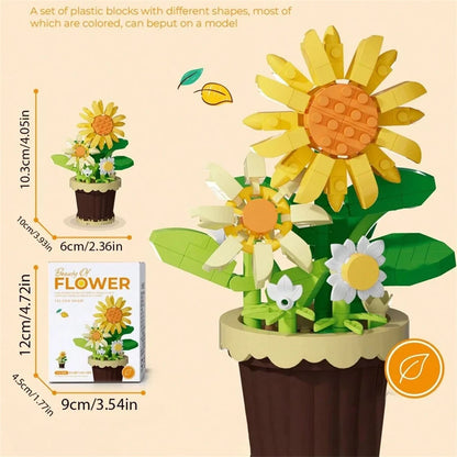 KNEW BUILT Mini Flower Bouquet 3D Model Building Blocks Ideal Holiday Gift for Girls or Versatile Decoration Kids Toys