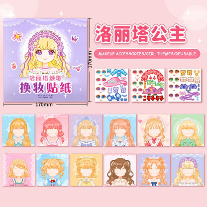 1set Toy Puzzle Stickers Reusable for Girls Cartoon Princess Make a Face Stickers Handicrafts Creative Kids Stickers