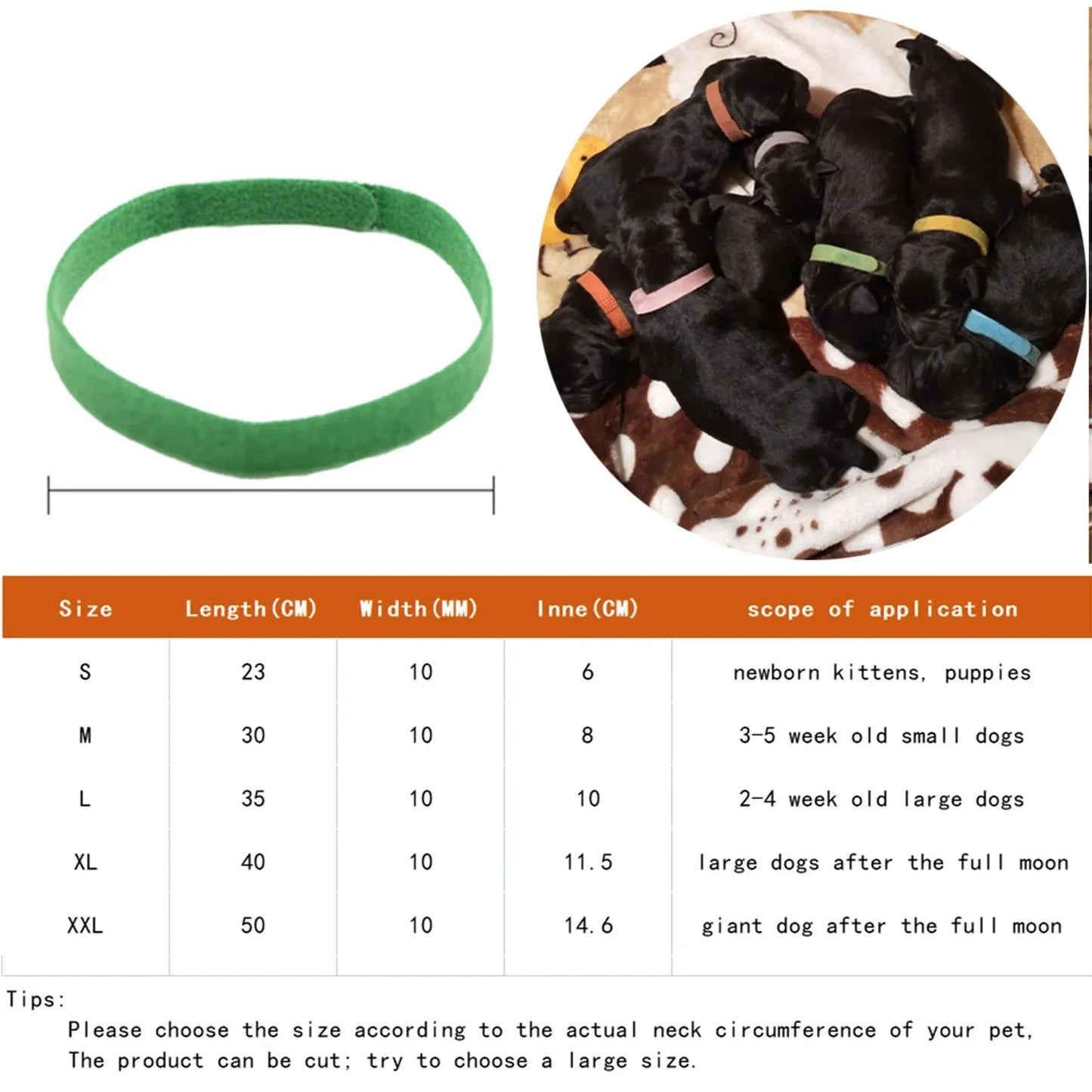 KIYUE 12 Pcs Puppy Whelping Collars Newborn Pet Collars Soft Adjustable ID Bands Puppy ID Collars For Newborn Pet Dog Cat