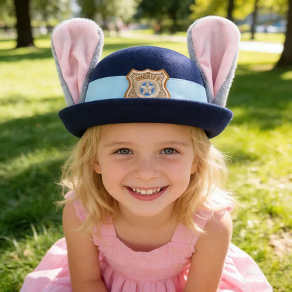 HOT Disney Zootopia 2 Judy Bendable Bunny Ear Sheriff Hat | Movie Cos Accessory | Xmas/Anime Rabbit Police Headwear