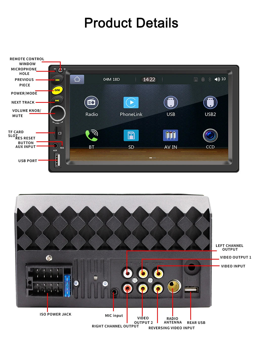 7 9 10"2 Din Car Audio Android 13 Android auto Wireless Carplay 64G Automotive Multimedia Player BT GPS Car intelligent Systems