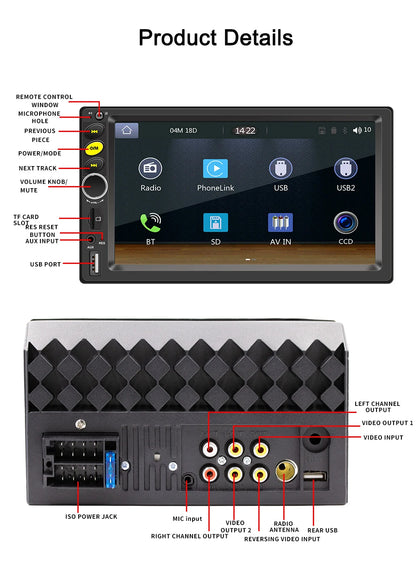 7 9 10"2 Din Car Audio Android 13 Android auto Wireless Carplay 64G Automotive Multimedia Player BT GPS Car intelligent Systems