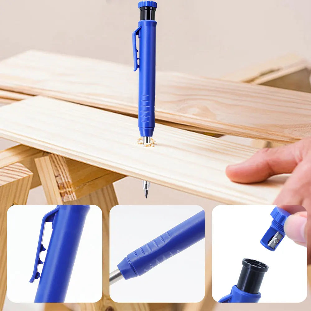 6Pcs Engineering Drawing Woodworking Marking Mechanical Pencils, 2.8mm Long Head Carpenter Pencil, Applicable Construction Works