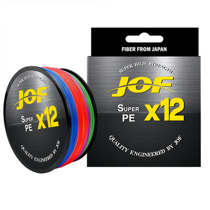 JOF X12 500M 300M Braided Fishing Line 12 Strands MultiColor Multifilament Saltwater PE Line 20 24 35 40 50 65 80LB