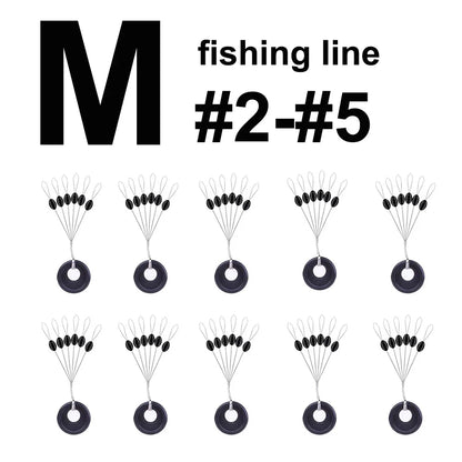 60 pcs 10 Group Rubber Silicon Space Bean Profession Fishing Float Resistance Anti-Strand fishing Line gear Connector Stopper