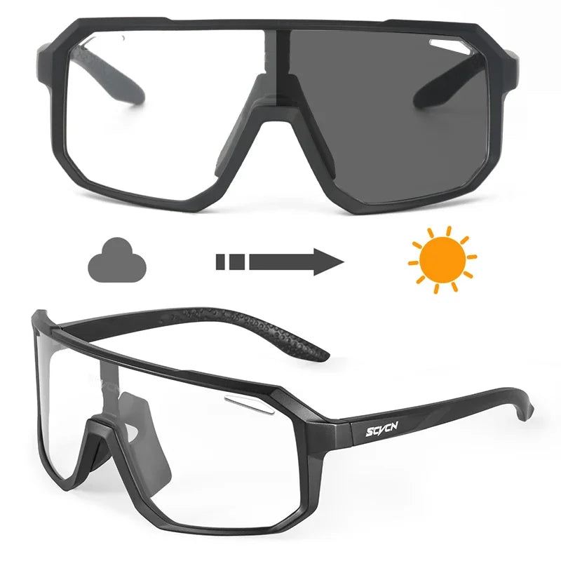 SCVCN Men Bike Photochromic Glasses Cycling Sunglasses for Women Sports Running MTB Biking Eyewear Road Mountain Bicycle Goggle
