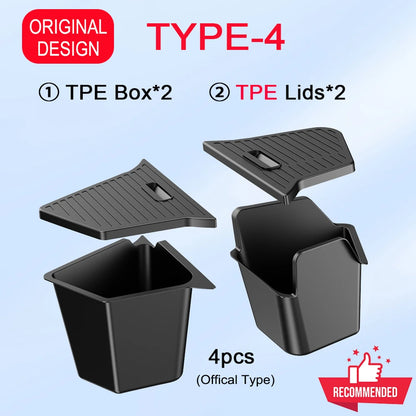 For Tesla Model Y Juniper 2025 Rear Trunk Side Storage Box Cargo Organizer TPE Bin Box Flocking Mat Partition Board Accessories