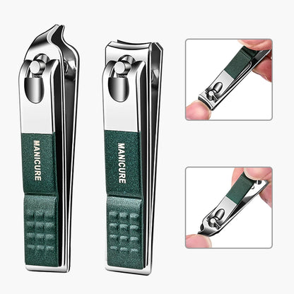 Ouriner 6-18Pcs Portable Manicure Sets Pedicure Kits Bright Black Nail Clipper Set Personal Care Tools Eyebrow Scissors