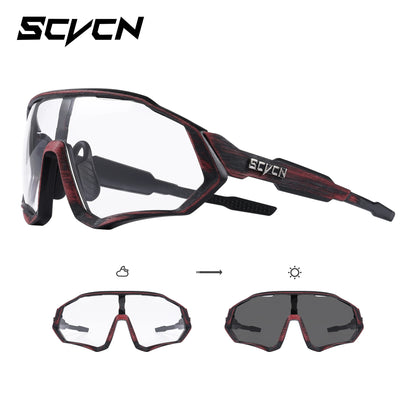 SCVCN Photochromic Cycling Sunglasses Outdoor Sports Running Drving Glasses Road MTB Bicycle Goggles  UV400 Safety Bike Eyewear