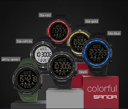 SANDA Brand Military Sport Watch Mens Clock Fashion Digital Wristwatch Shockproof Countdown Watches Waterproof Hour Bracelet