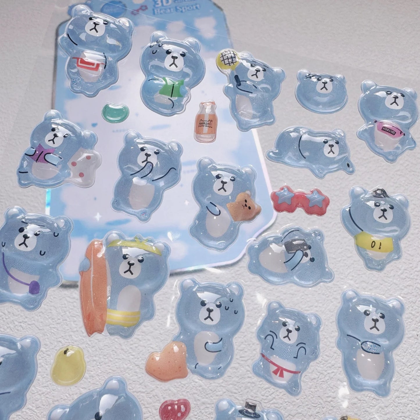 NEKONI Cute Animals Seal Bear Penguin 3D Stickers Scrapbooking DIY Journaling Stationery Diary Cute Stickers School Supply