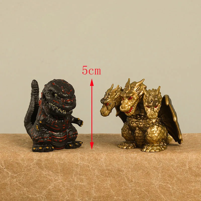5pcs/set Mecha Godzilla Titanus Gojira King Ghidorah Finger Puppets Movie Cartoon Peripheral Action Figure Vinyl Doll Model Toy