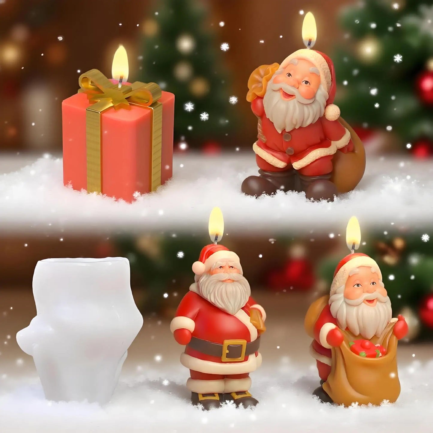 Christmas Santa Claus Silicone Candle Molds Aromatherapy Gypsum Soap Baking Mould Festival Ornament Decor Xmas Gifts Making Mold