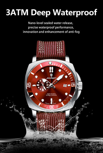 POEDAGAR Luxury Fashion Man Watch Luminous Waterproof Date Sport Watches For Men Nylon Leather Quartz Business Men's Clock Reloj