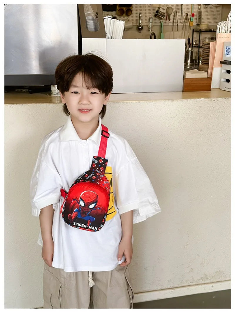 Marvel'S New Children'S Bag Spider Man Iron Man Captain America Shoulder Bag For Boys And Girls Travel Change Crossbody Bag