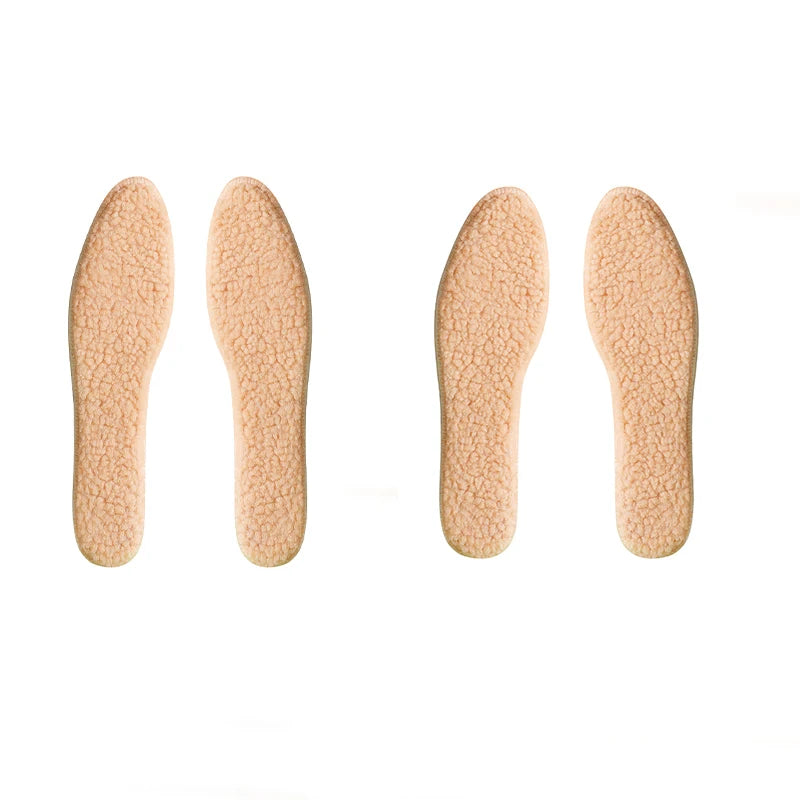 Adjustable Warm Insoles with Fleece and Thickened Lambskin Comfortable Cashmere and Cotton Insoles Snow Boots