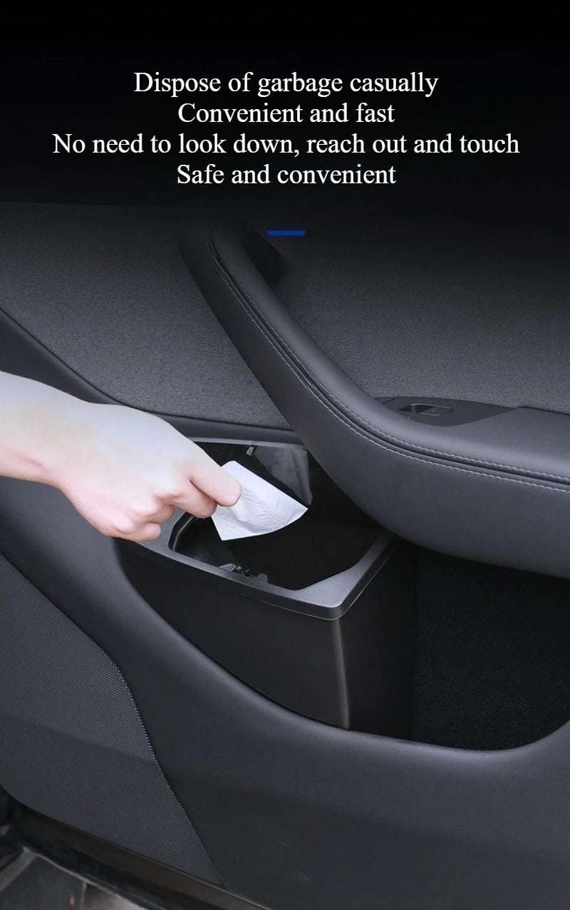 Front Door Storage Trash Can for Tesla Model Y Juniper 2025 Car Door Storage Box Multi Functional Storage Box Car Accessories
