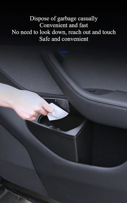 Front Door Storage Trash Can for Tesla Model Y Juniper 2025 Car Door Storage Box Multi Functional Storage Box Car Accessories