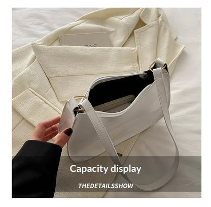 HOMEFIH PU Leather Handbag Solid Color Cherry Pendant Casual Shoulder Bag Versatile Fashion Commuting Bag for Girls Underarm Bag