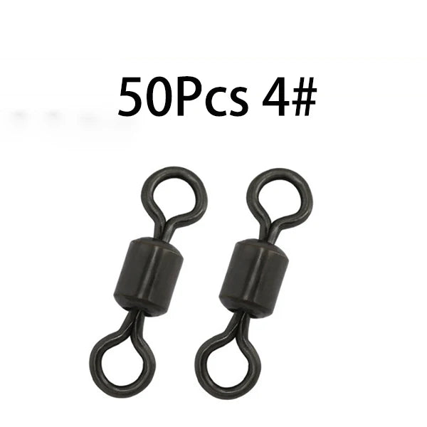 50Pcs Carp Fishing Swivel Rolling Barrel Snap Matte Black Lure Hook Line Connector Fishing Tackle Supplies Accessories Pesca