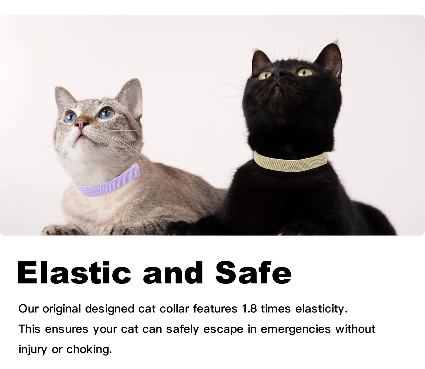 Fashion Safety Cat Collar Stretch Elastic Collars - Light Weight for Kitten, Neck for All Small Large Cat,Puppy Pet Accessories