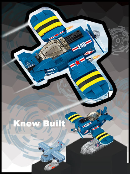 KNEW BUILT Fighter Jet Mini Building Block Toy Set for Kids Boy Adult Beginner Military Plane Airplane Pirate Transporter Brick