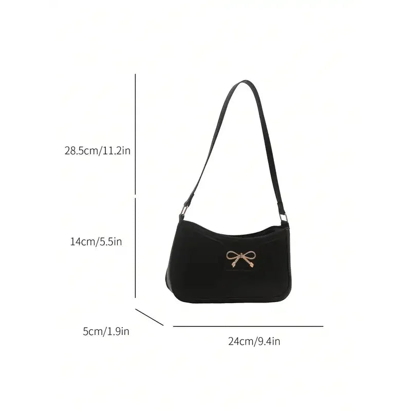 New Autumn Winter Women Shoulder Bag Korean Fashion Crossbody Bag for Commuting Under Arm Bag with Bow Decoration