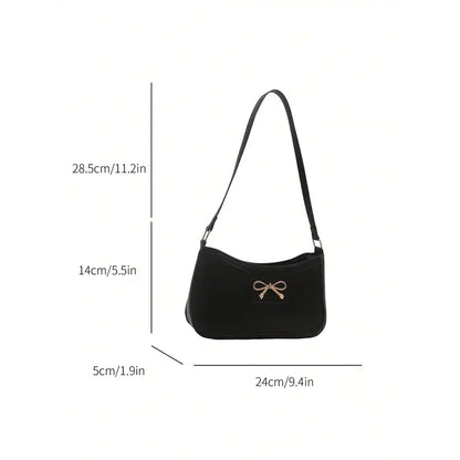 New Autumn Winter Women Shoulder Bag Korean Fashion Crossbody Bag for Commuting Under Arm Bag with Bow Decoration